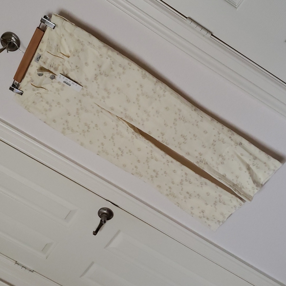 Jcrew daisy embroidered denim boot crop